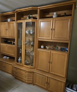 Wohnzimmerschrank mit Vitrine Buche Wohnwand