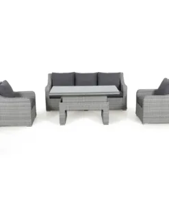 Rattan Sofa Sessel Set mit Höhenverstellbarem Tisch