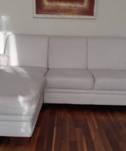 Sofa 3-Sitzer mit Ottomane, cremeweiß