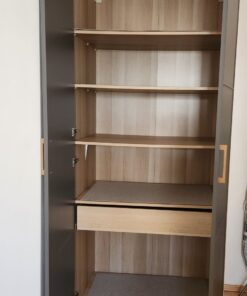 Schrank, PAX, anthrazit/Eiche