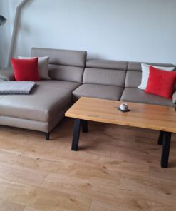 Ledercouch in taupe
