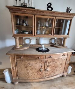 Vintage Weichholz Vitrinenschrank