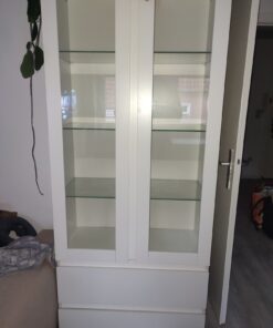 Wandschrank weiss mit Glastür und 2 Schubladen