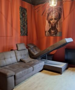 Couch mit Schlaffunktion und Bettkasten+ verstellbare Lehne