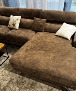 Ecksofa Velourleder taupe, 297cm