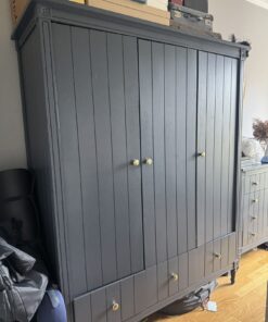 Kleiderschrank + Kommode Vintage Landhausstil Dunkelblau