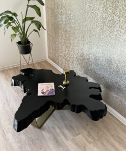 Designer Couchtisch Baumscheibe schwarz