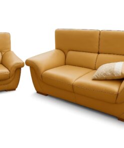 Couch Zweisitzer aus beigefarbenem Echtleder