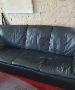 NATUZZI Echtleder-Set: 3er Couch, Sessel und Hocker