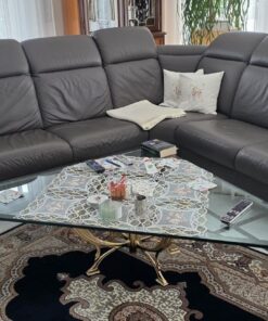 MONDO Ecksofa 323 x 263 cm FLOW Lederbezug Schlammbraun