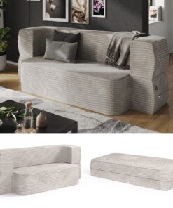 VitaliSpa® Schlafsofa Lille, Beige, 190 cm mit Schlaffunktion, faltbar