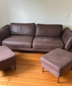 Hochwertiges Frick Büffelnder Sofa Braun Inklusive 2 Hocker Top Zustand