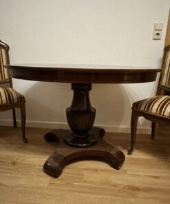 Säulentisch oval Spätbiedermeier Mahagoni
