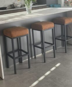 3 Design-Barhocker Cognac / Schwarz – minimalistisch & elegant