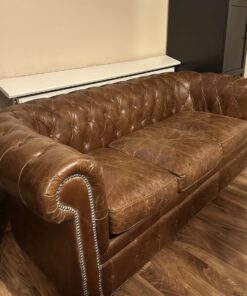 Teilen Gestepptes Sofa 3-Sitzer Braun Leder (202x93x75cm)