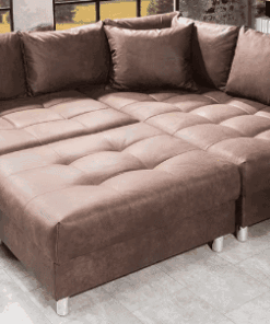 Wohnlandschaft KENT Braun - Microfaser - Polyester - 220 x 85 x 190 cm