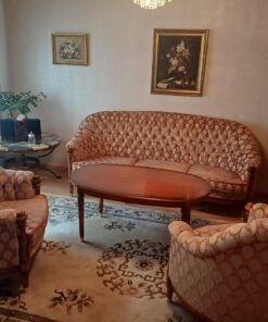 Warrings Stilmöbel Salon Zimmer kompl. mit Essbereich 4 Stühlen Tischen Sidebord etc.