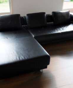 PURO Ledersofa „Power“ – hochwertige Wohnlandschaft in Schwarz