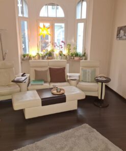 Stressless Arion Leder Beige Vierersitz manuelle Funktion mit Doppelhocker