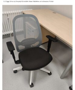 3 Eggy Sohos by Nowystyl Bürostühle Graue Netzlehne und schwarzes Polster