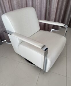 "ELLE" Drehsessel, Leder, weiß