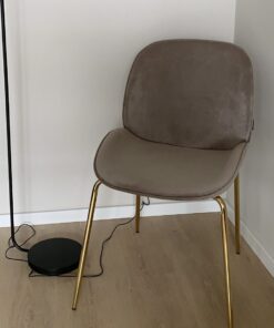 Esszimmerstühle in Samtoptik Greige – goldene Beine (3 Stück)