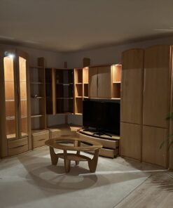 Eckschrankwand Erle-Echtholz 350 x 280 cm mit passendem Tisch