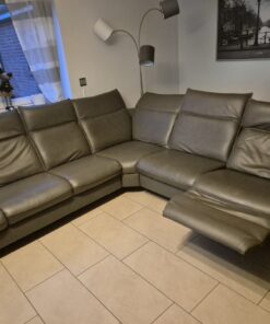 Ledersofa grau mit Relaxsessel