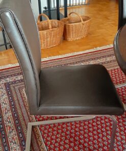 Esstischstühle, Fteischwinger aus braunem Echtleder