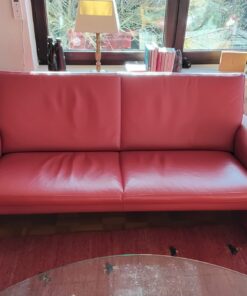 3-Sitzer Couch, rotes Echtleder, Marke leolux, gut erhalten