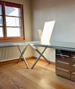 !!REDUZIERUNG!!: Designer-Glasschreibtisch (inkl. 2 Rollcontainer)