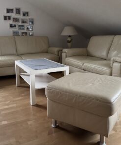 Hukla Couchgarnitur Leder, 3-Sitzer, 2- Sitzer und Hocker