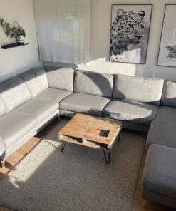 Skandinavisches Ecksofa mit Hocker