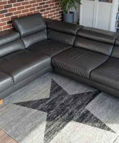 Ledercouch Couch Sofa L Schwarz/Anthrazit 241x291cm Echtleder