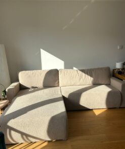 MASSENO ECKSOFA TURIN N Beige Bucle-Stoff mit Schlaffunktion