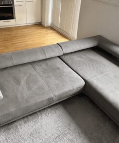 Hochwertige Dieter Knoll Designer-Couch mit Ottomane, grau, 270x210 cm, Rückenlehne verstellbar