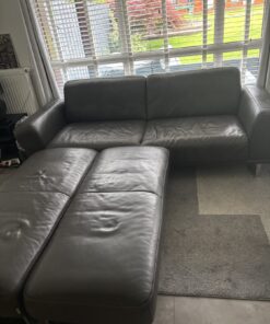 1x Willi Schillig Ledercouch und 2 x Hocker - montanaa Sofa / Canapé +