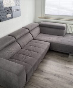 Ecksofa Grau (3,01m x 2,07m) mit elektrischer Relaxfunktion & USB