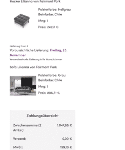 Sofa und Hocker in grau