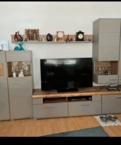 Wohnwand Esche- grau/ 5 Elemente