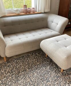 Retro 3-Sitzer-Sofa mit Hocker skandinavisch