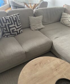 Ecksofa + Polsterhocker beige