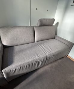 Schlafcouch Bettsofa Schlafsofa mit Kopfstütze & Tisch Hellgrau