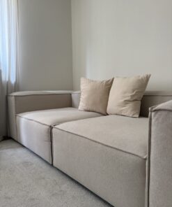 Westwing Lennon Sofa Set 2-teilig - Webstoff Leinen-Mix Beige