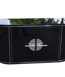 Art Deco Sideboard, wonderful body, chromebars, handpolished, highgloss black