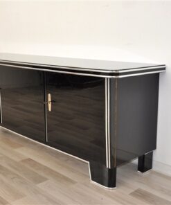 Art Deco Lowboard, classic body, rotating chromebars, clean interior, topplate made of lacobelglas