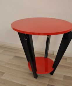 Wonderfulr Art Deco Sidetable, unique color (fire red), handpolished