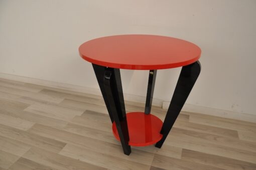 Wonderfulr Art Deco Sidetable, unique color (fire red), handpolished