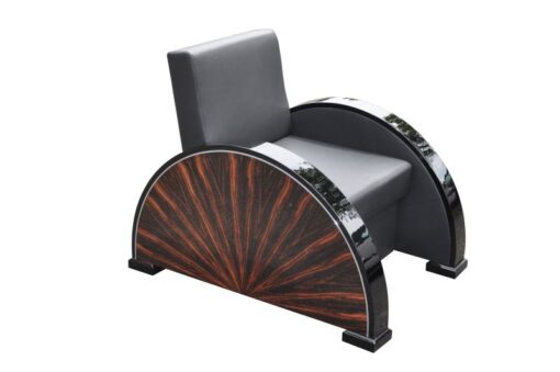 Art Deco Armchair, star furnier, handpolished, best quality, aniline leather, pianolacquer
