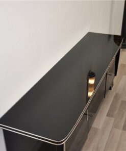 Art Deco Lowboard, classic body, rotating chromebars, clean interior, topplate made of lacobelglas
